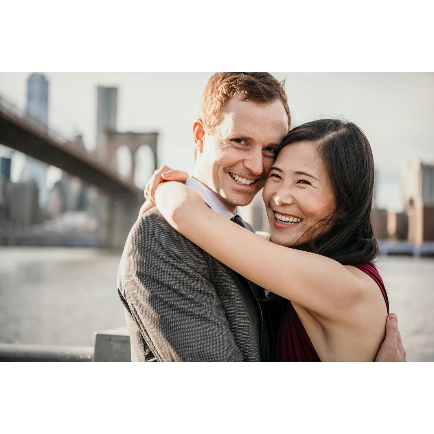 James is trying to block the sun out of my eyes. But what's so funny?