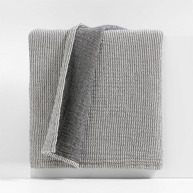 Reversible Stripe Gauze 80"x80" Ink Black and Arctic Ivory Throw Blanket