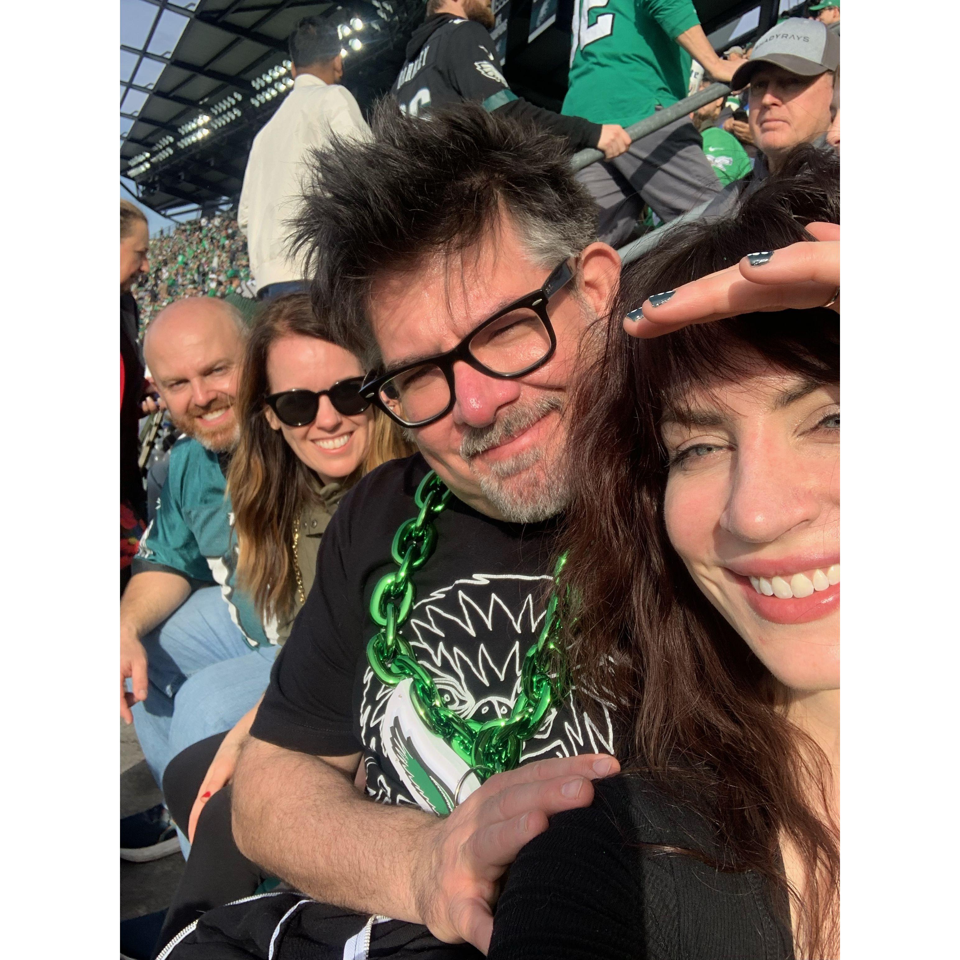 David, Katie, Dave, and Mads at the Eagles/Dallas game