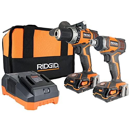 Ridgid X4 R9602 18V Lithium Ion Cordless Drill and Impact Driver Combo Kit with Soft-Sided Tool Case (2 Tools, 2 Compact Batteries, Charger, and Bag Included)