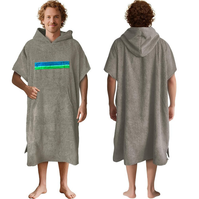 VOOVA & MOVAS Changing Towel for Adults | Youth(41"X37"),100% Cotton Terry Cloth | Ultra-Absorbent Oversized Hooded Towel with Pocket for Men |Cover-Up for Pool, Beach, Bath | Beige