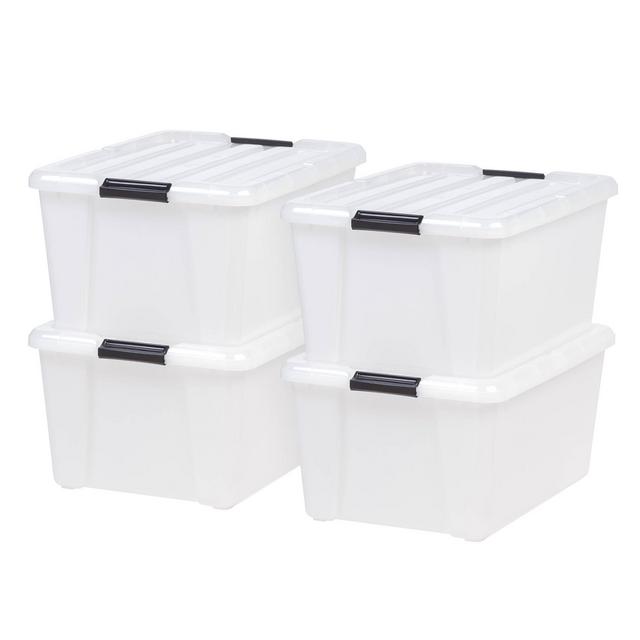 IRIS 45qt 4pk Buckle Up Storage Box Pearl