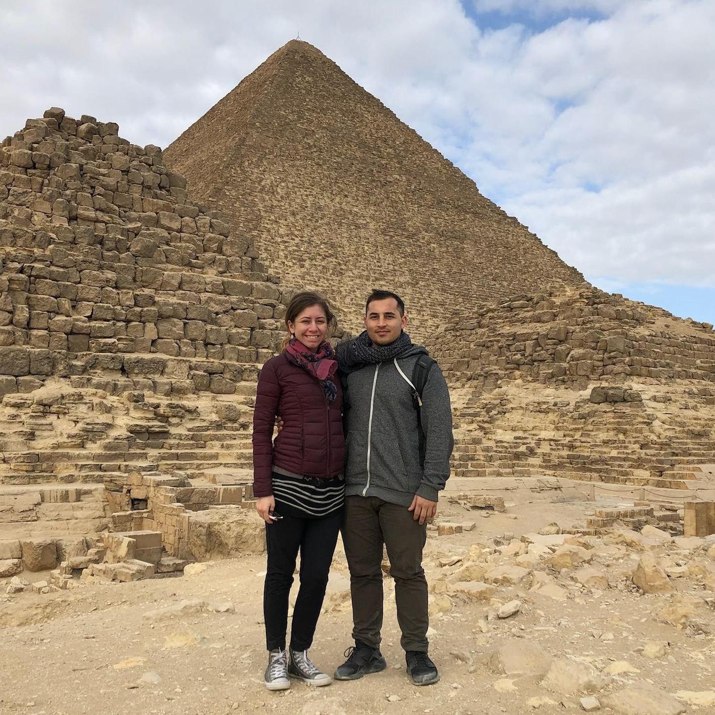 At the Great Pyramids of Giza in Egypt 2018