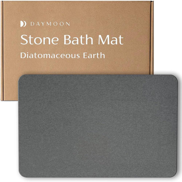 Day Moon™ Diatomaceous Earth Bath Mat - Diatomite Stone Bath Mats for Bathroom, Fast Drying Bathroom Mat - Bath Stone Shower Mat - Instant Dry Bath Mat, Bath Stone Bathmat - Bathroom Stone Mat