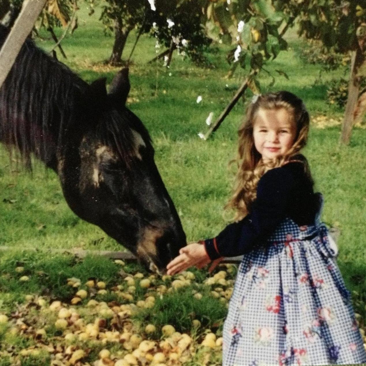 Chanelle and a friendly neighhhhhborhood horse