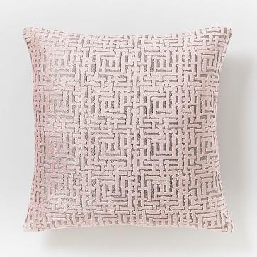 Allover Crosshatch Jacquard Velvet Pillow Cover, 20"x20", Light Rose Pastel