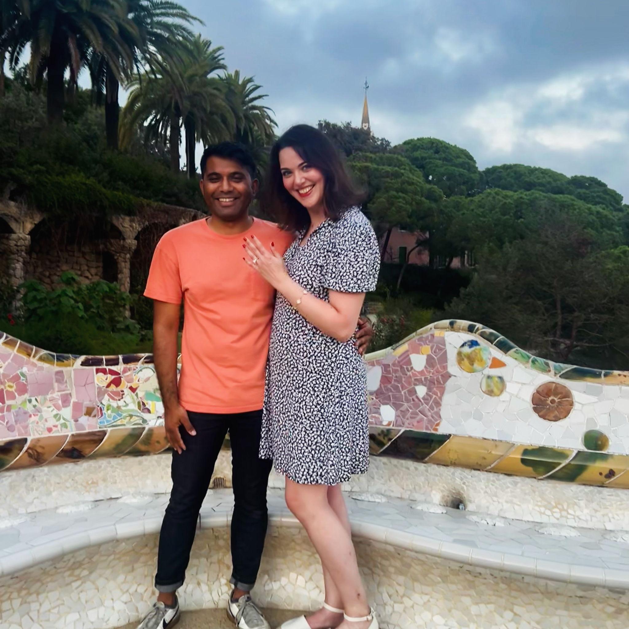 After we got engaged at Park Guell in Barcelona!