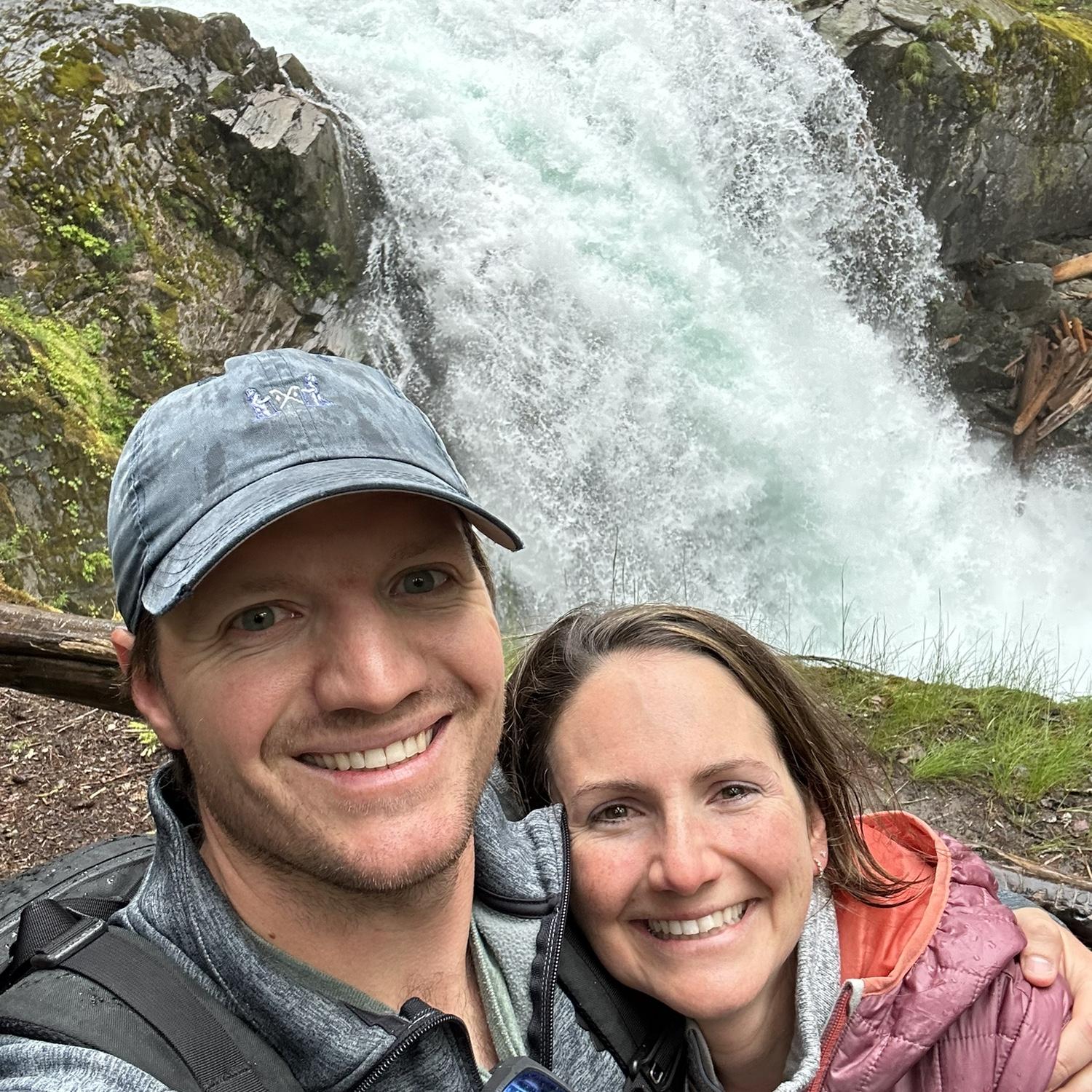 Pat proposed!! :) at a beautiful waterfall in Mt Ranier National Park