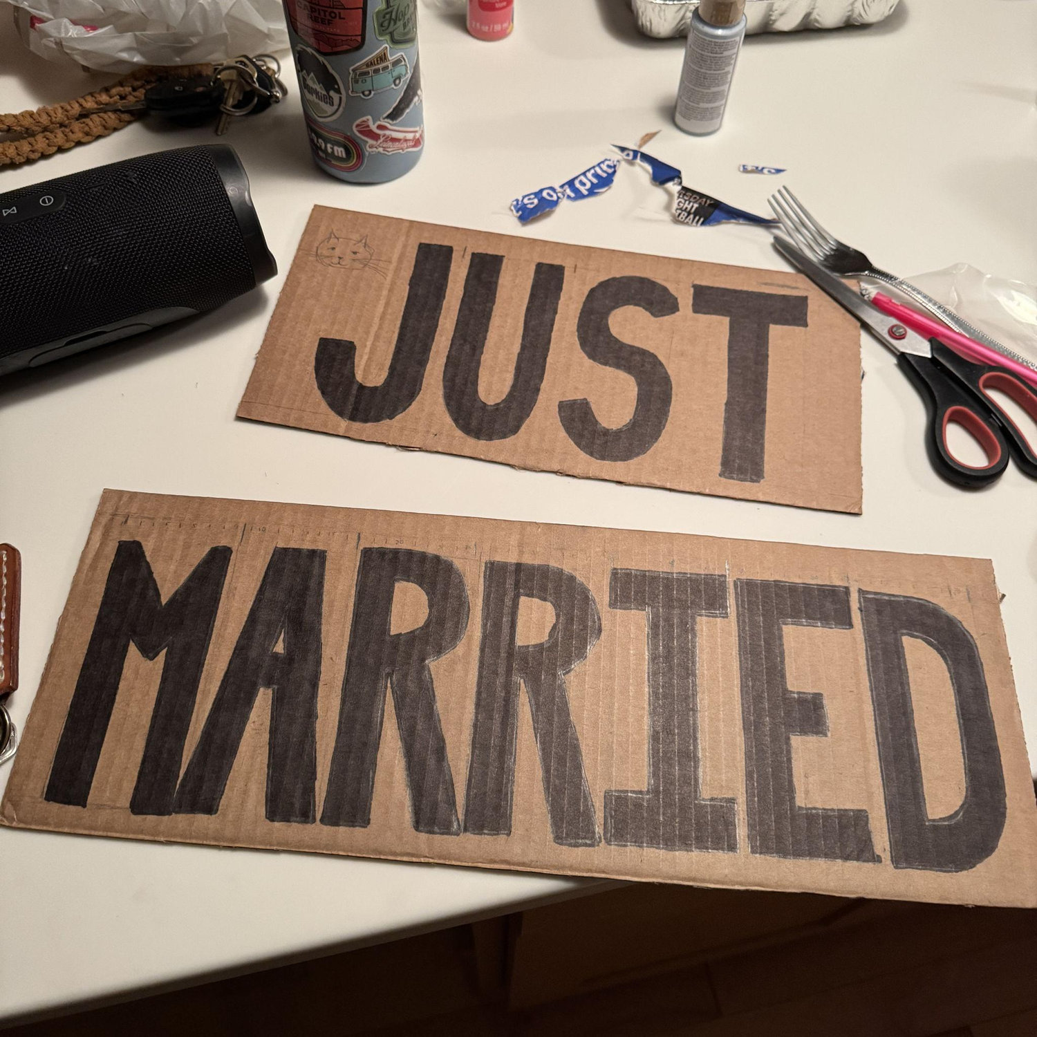 Our signs for our backpacks - Nicci got a lot of practice making summit signs this year totally just for this ;)