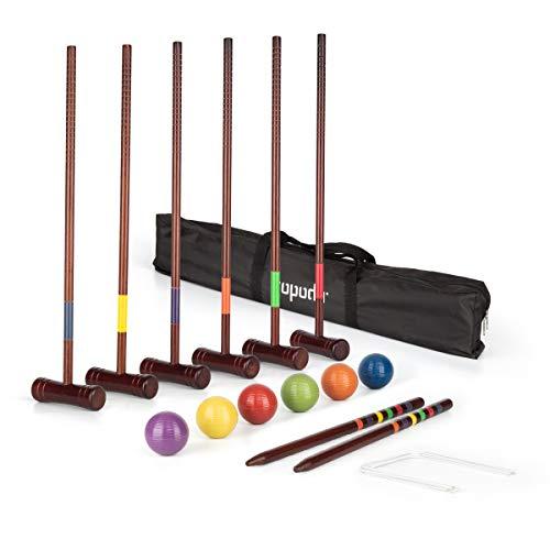 ROPODA Six-Player Deluxe Croquet Set with Wooden Mallets, Colored Balls, Vintage Style, Sturdy Carrying Bag for Adults &Kids, Perfect for Lawn, Backyard, Park and More