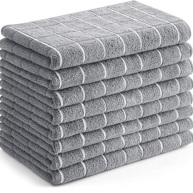 Utopia Towels - Microfiber Kitchen Towels, Super Absorbent 18 x 26 Inches, Durable, Soft, and Lint Free Dish Towels, Ideal for Cleaning Dishes, Pans, and Kitchen Appliance (8 Pack, Grey)