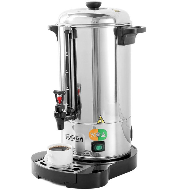 NUPANT Commercial Coffee Urn 50 Cup/8L Coffee Dispenser with Upgraded Percolator, 304 Stainless Steel Hot Water Urn Beverage Dispenser with Keep Warm Mode, Large Coffee Maker for Catering Party