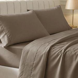 California Design Den Natural 100% Cotton Bed Sheets Queen Size Set - Soft 400 Thread Count Sateen, Queen Sheets Set, Deep Pockets with All Around Elastic for a Snug Fit, Durable Bedding - Mocha