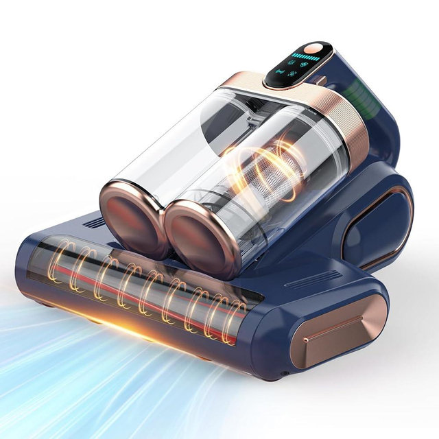 Bed Mattress Vacuum Cleaner Cordless 16Kpa Handheld Vacuum, Vacuum Cleaner with 253.7nm UV-C Light,HEPA Filter & Ultrasonic, Portable Vacuums for Sofa Couch Crib Birthday Gifts for women blue+gold