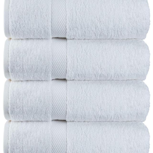 Luxury White Bath Towels Large - 700 GSM Circlet Egyptian Cotton | Absorbent Hotel Bathroom Towel | 27x54 Inch | Set of 4