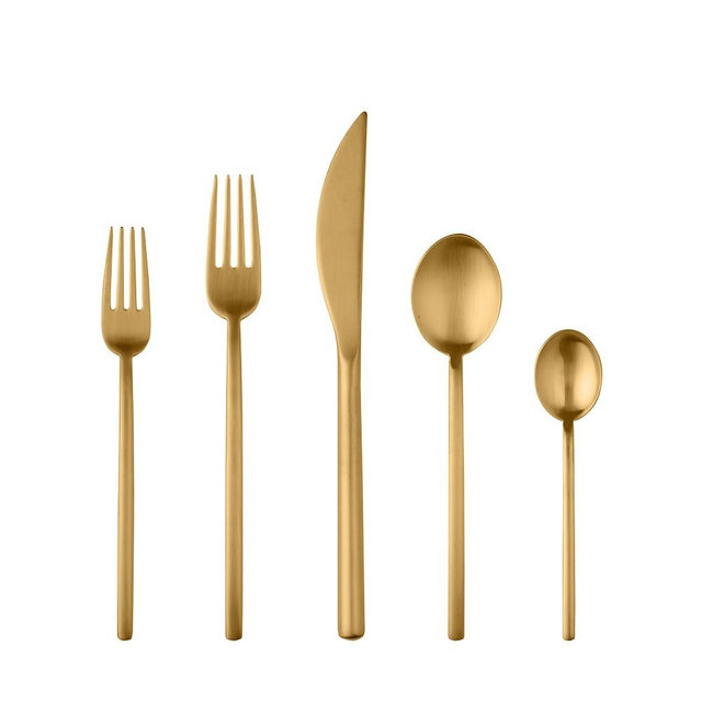 Mepra Due 20-Piece Flatware Set, Brushed Gold