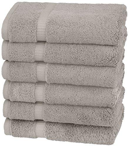 Pinzon Organic Cotton Hand Towels, Set of 6, Marble Grey