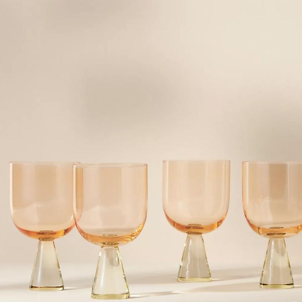Ramona Wine Glasses, Set of 4 in Peach