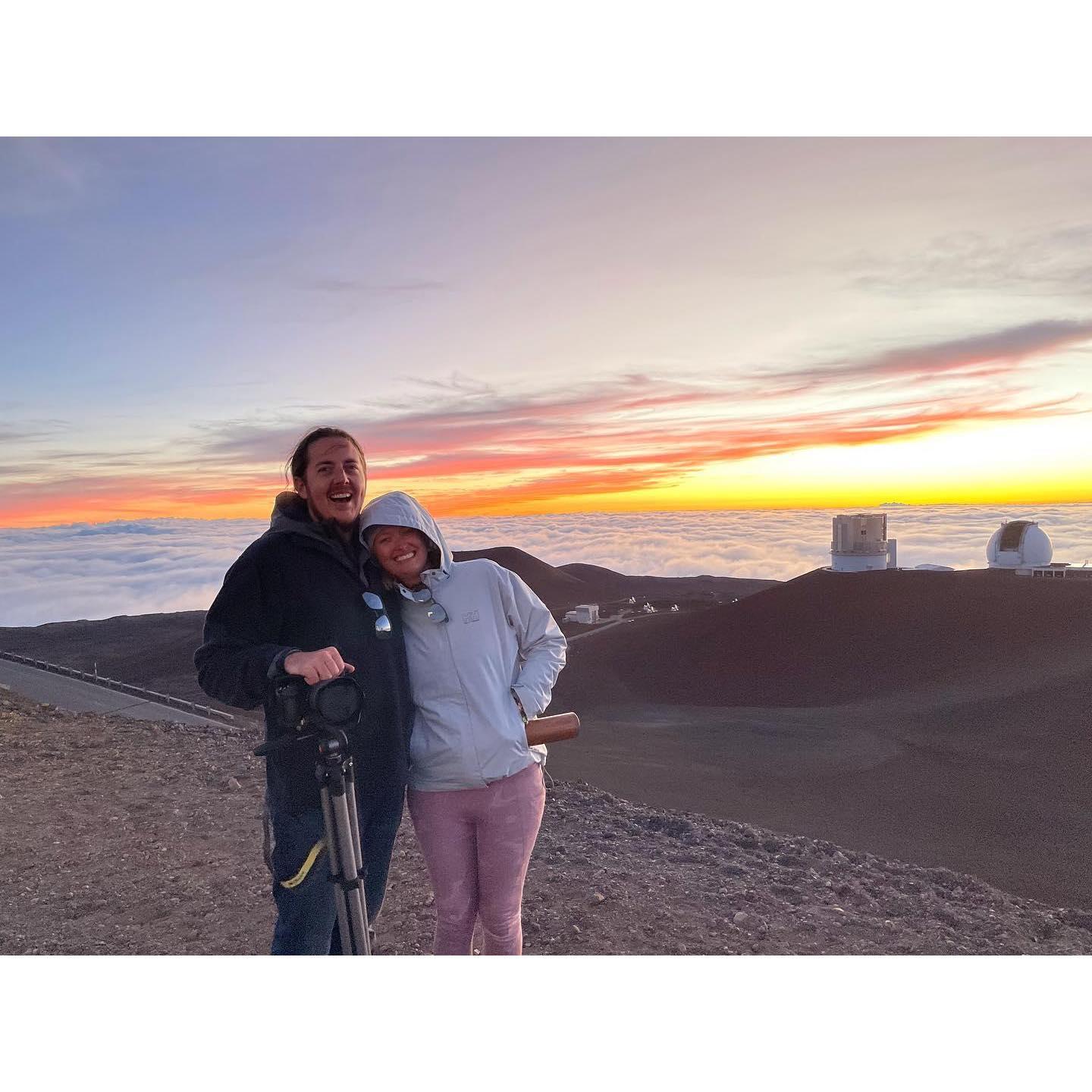 we really like sunsets and this was the second time we went to Mauna Kea and we watched another couple get engaged. So magical!