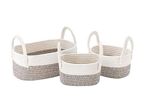 UBBCARE Cotton Rope Storage Baskets Storage Bins Organizer Decorative Woven Basket for Nursery Baby Clothes, Toy, Makeup, Books, Set of 3