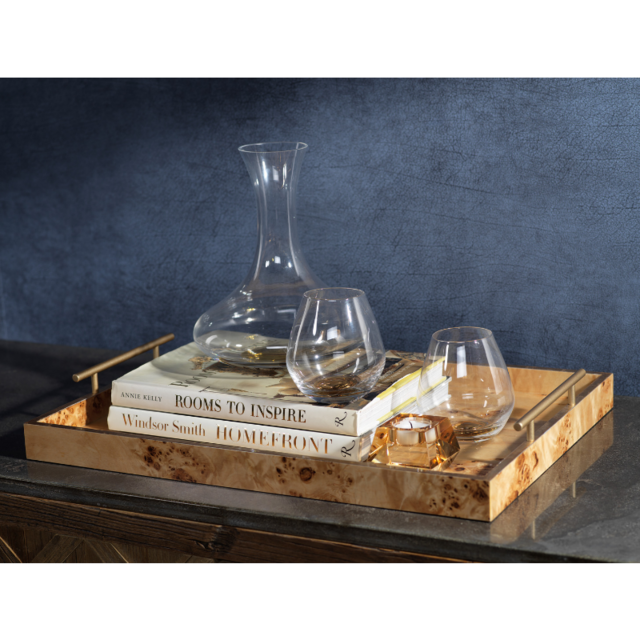 Leiden Burlwood Design Tray w/Gold Handles