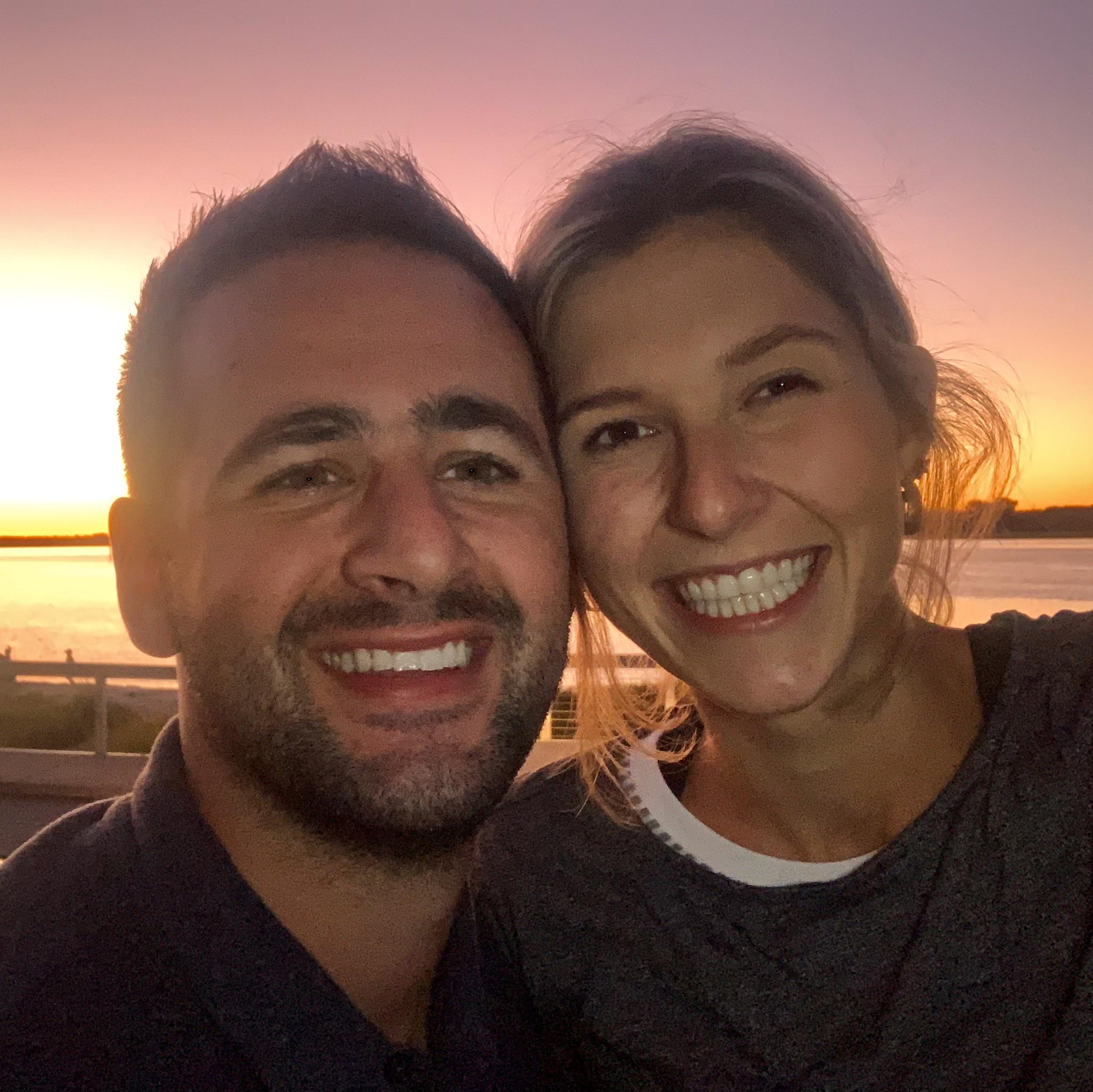 Enjoying a sunset walk on the Charleston Harbor, Winter 2022