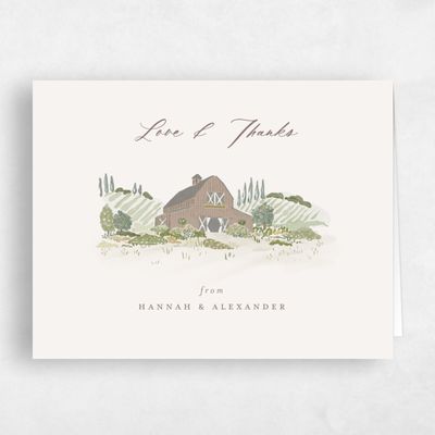 Taupe, Beige Wedding Thank You - Sable Landscape