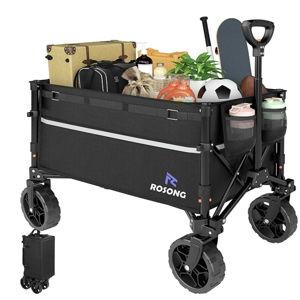 Collapsible Wagon Cart with Wheels Foldable - Folding Utility Heavy Duty Wagons Carts for Grocery Sports Garden Shopping Camping