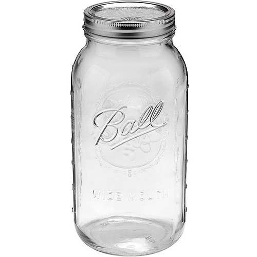 Ball Glass Mason Jar W/ Lid & Band, Wide Mouth, 64 Ounces, 6 Count