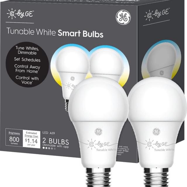 C by GE - A19 Bluetooth Smart LED Bulb with Google Assistant/Alexa/HomeKit (2-Pack) - Adjustable White