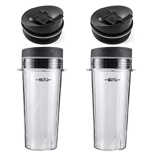 TOOLACC 16oz Blender Cup Set for Ninja Replacement Parts Single Serve Cup with Lid and Seal Lid Fit Nutri Ninja Series BL770 BL780 BL660 BL740 BL810 Blenders