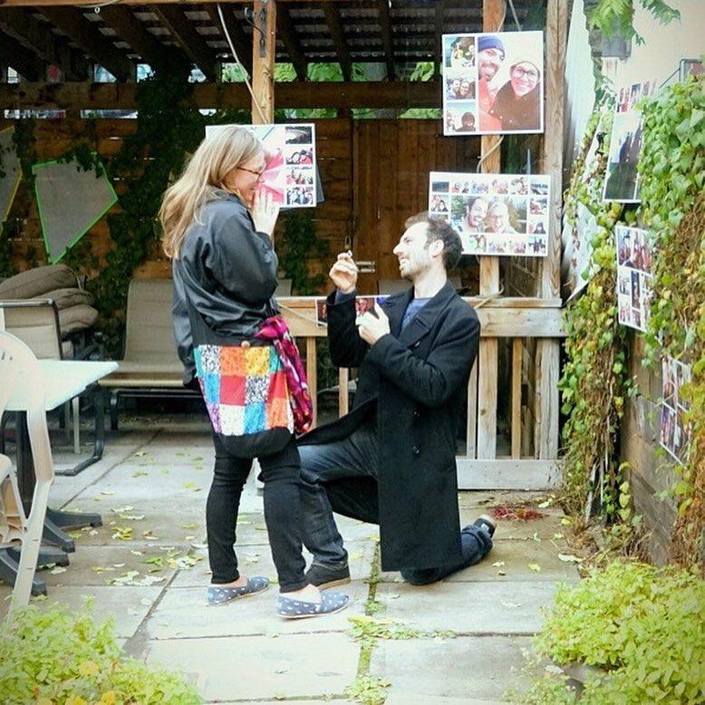 Proposal at the Moon Bean Cafe in Toronto Kensington Market, our favorite neighborhood