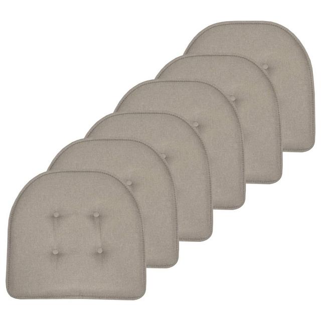 Sweet Home Collection Chair Cushion Memory Foam Pads Tufted Slip Non Skid Rubber Back U-Shaped 17" x 16" Seat Cover, 6 Count (Pack of 1), Khaki