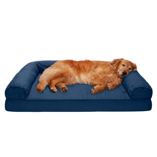 FurHaven Jumbo Quilted Full Support Sofa Dog Bed - Navy