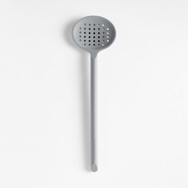 Crate & Barrel Grey Silicone Slotted Spoon