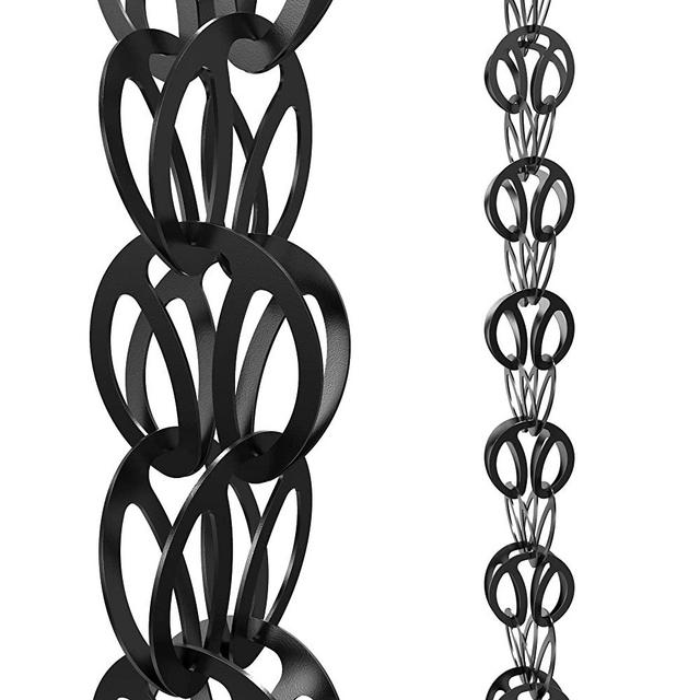 Rain Chains Direct Modern Loop Rain Chain, 8.5 Feet Length, Aluminum, Black Powder Coated, Functional and Decorative Replacement for Gutter Downspouts
