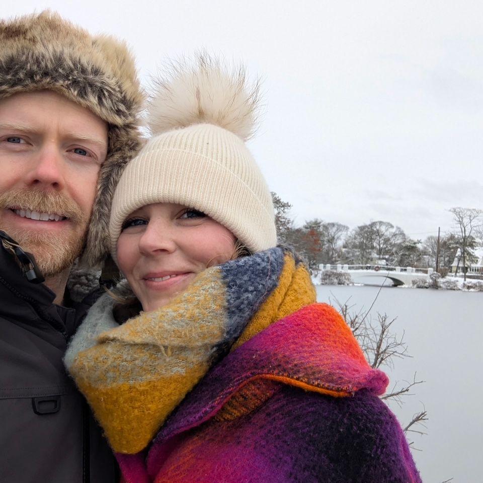 They made it through their first winter together by taking many winter wonderland walks.