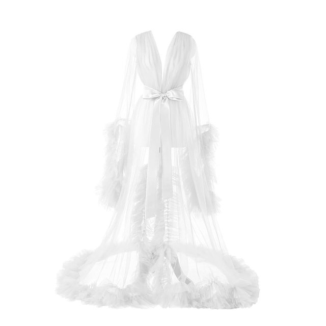 Daily Life Mall Women's Maternity Robe for Photoshoot Illusion Wedding Scarf Party Nightgown bridal robe for women