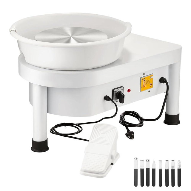 VEVOR Pottery Wheel 25CM Pottery Forming Machine 350W Electric Wheel for Pottery with Foot Pedal and Detachable Basin Easy Cleaning for Ceramics Clay Art Craft DIY