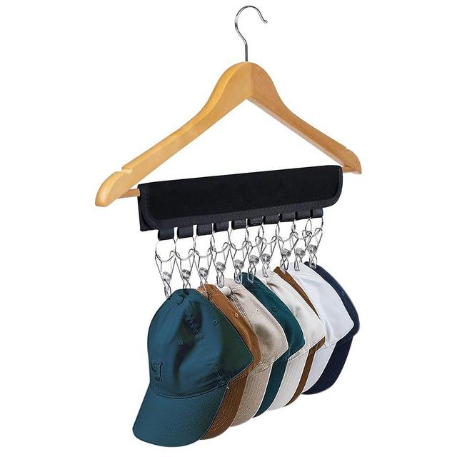 Hat Organizer Holder for Hanger & Room Closet, 1Pack Hat Rack Storage Clips, for Hang Baseball Hats Rack, Ball Caps, Winter Beanie & Accessories, Fits All Hangers (1PC Black)