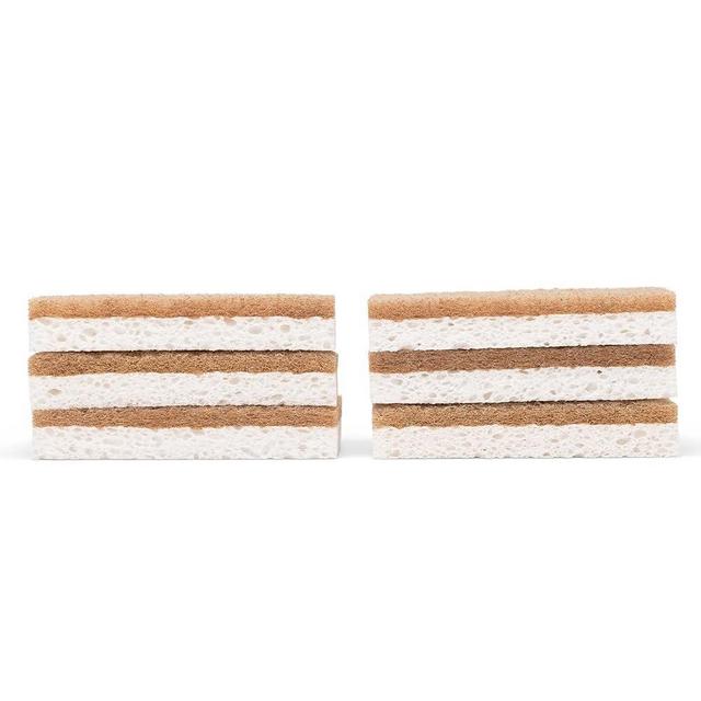 Full Circle in a Nutshell Walnut Scrubber Sponges – Pack of 6 – Powerful, Non-Scratch Natural Sponges Made with Plant-Based & Recycled Materials