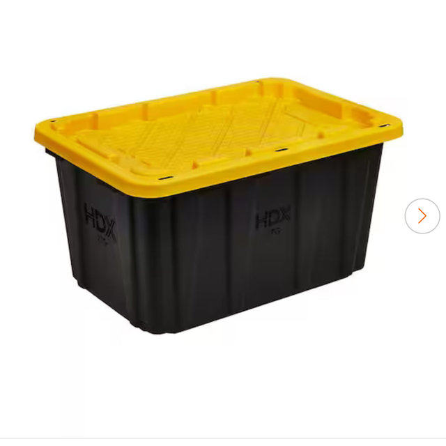 HDX 27 Gal. Tough Storage Tote in Black and Yellow 999-27G-HDX