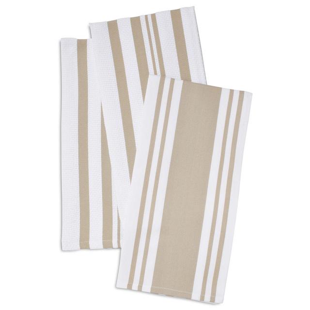 Khaki Stripe Kitchen Towels, Set of 3