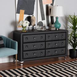 Luminescence Black Faux Leather Upholstered Dresser | Baxton Studio