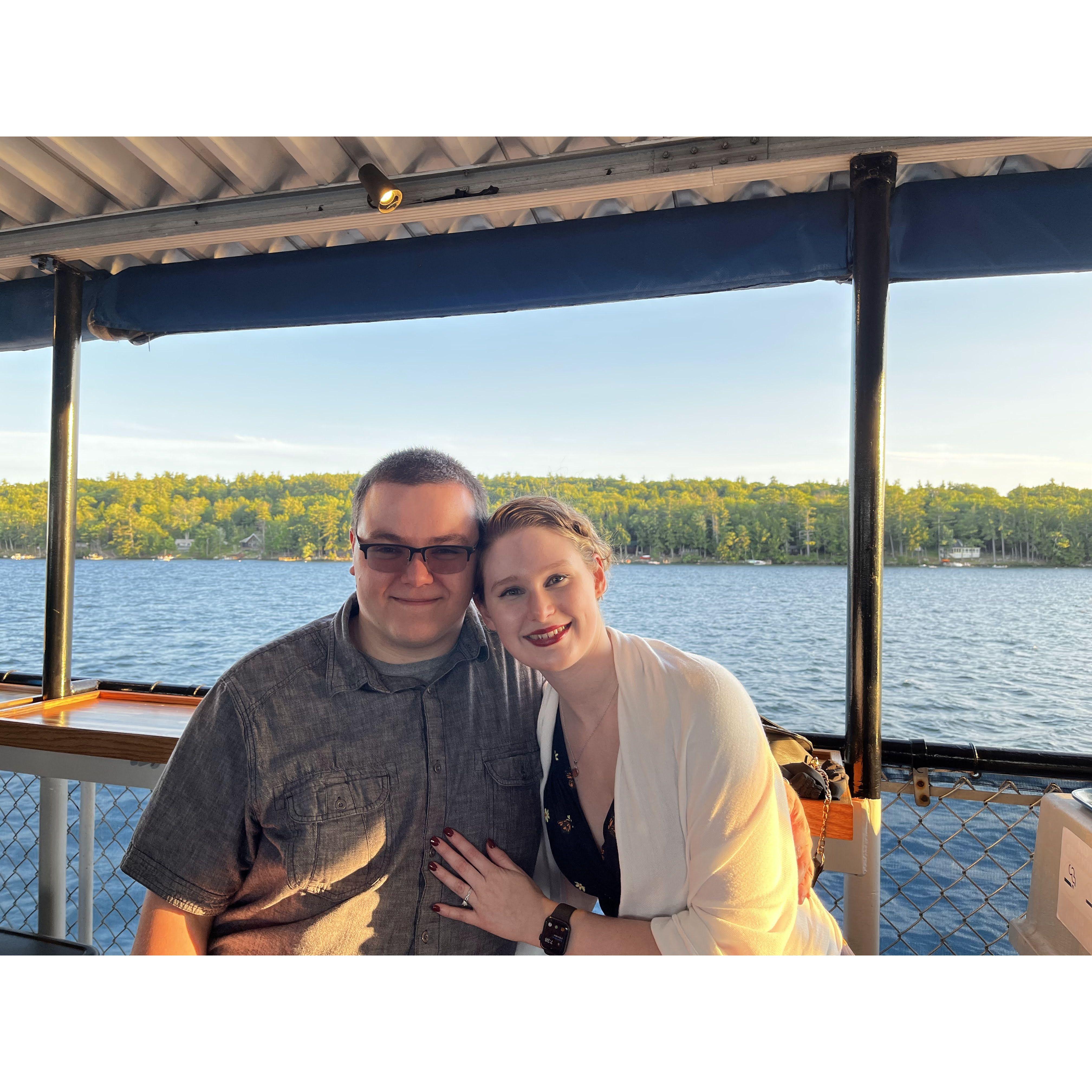 A sunset dinner cruise after getting engaged.