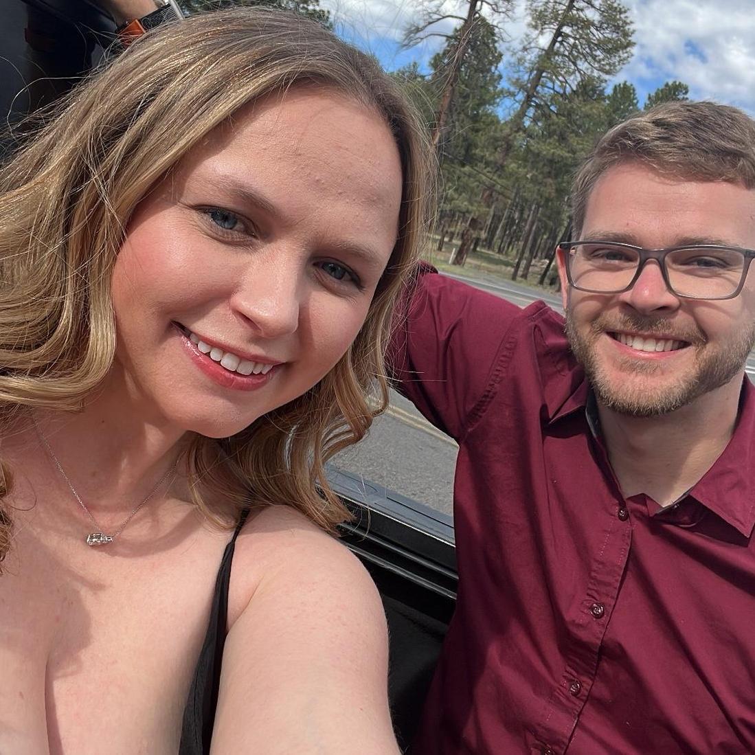 Kaelee’s graduation day from NAU—riding in the back of the truck together because it was full inside.