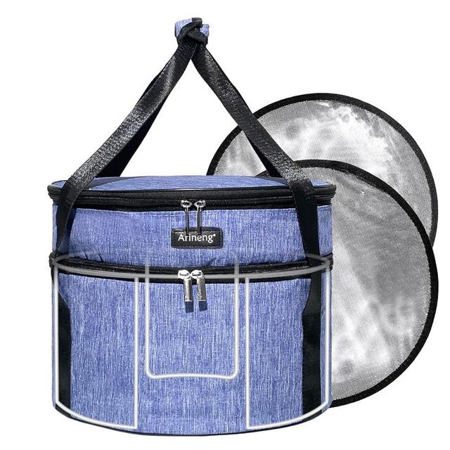 Arineng Pie Carrier, Hard-Sided Design, Insulated Bag For Casseroles, Round Insulated Cooler, Pie Tray With Lid And Handle For Hot And Cold Food Casserole Trays (Purple)