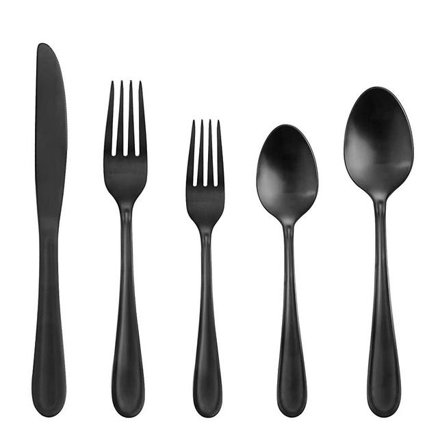 Matte Black Silverware Set - viishow 20-Piece Stainless Steel Flatware Set for 4,（Gunmetal Grey）Modern Kitchen Cutlery Set Eating Utensils Tableware Set, Dishwasher Safe, Dark Grey