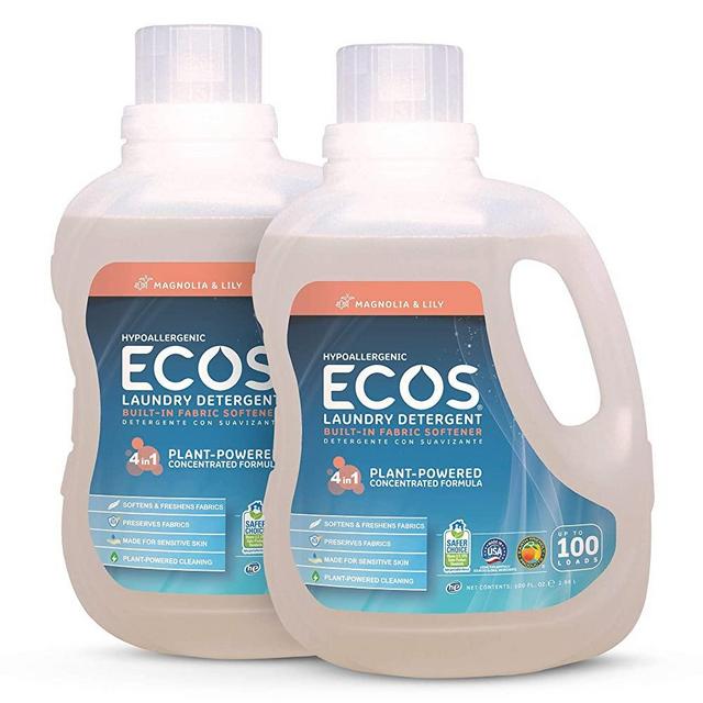Earth Friendly Products ECOS 2X Liquid Laundry Detergent, Magnolia & Lily, 200 Loads, 100 Fl Oz (Pack of 2)