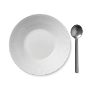 White Fluted Pasta Bowl
